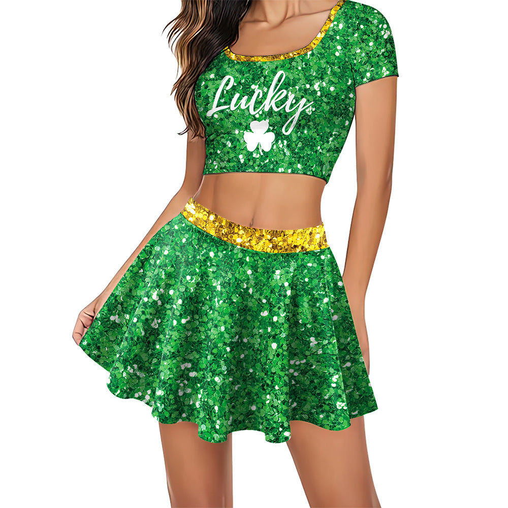 St Patricks Day Costume Womens Casual Top And Skirt