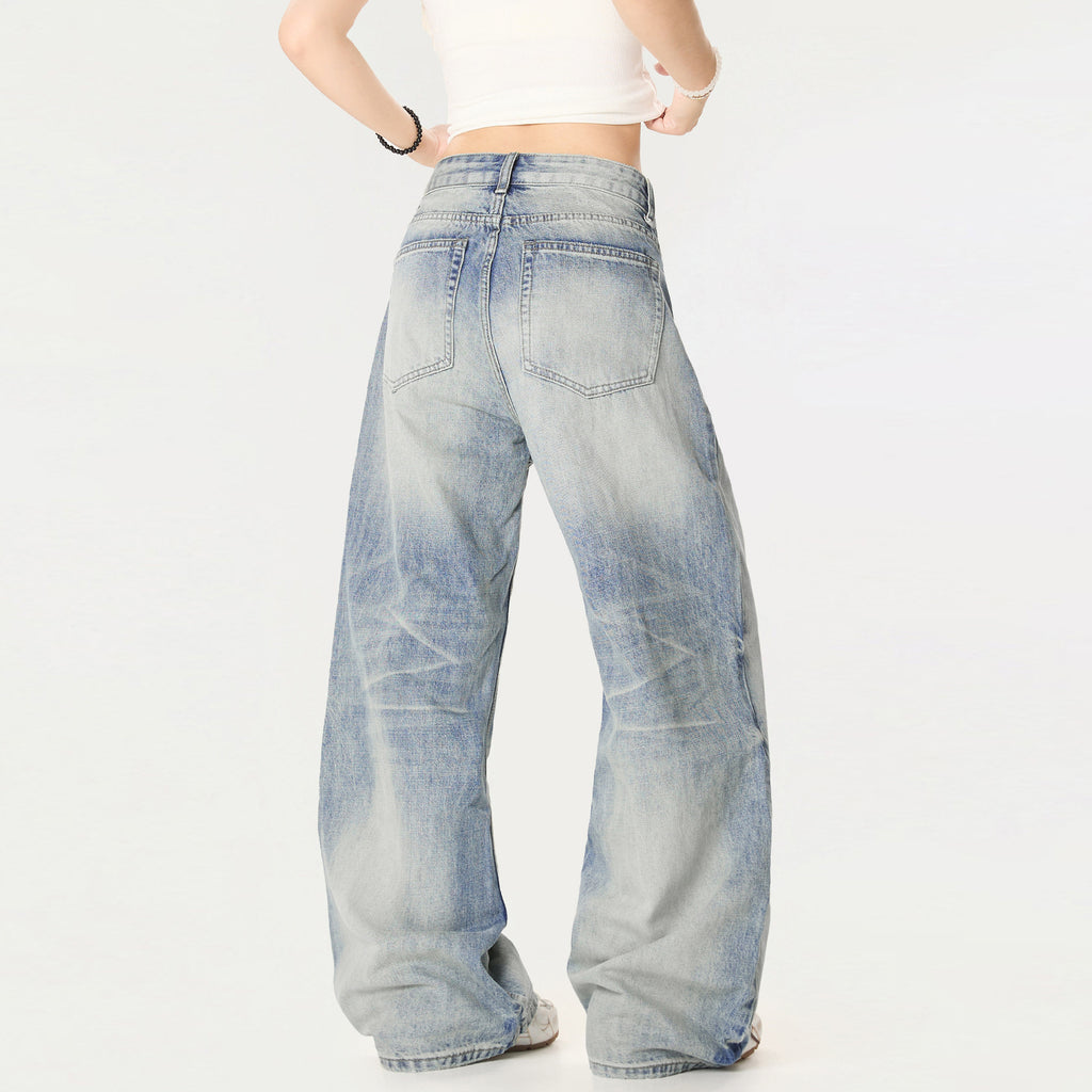 Retro Distressed Wide-leg Unisex American High-street Straight-leg Casual Trousers