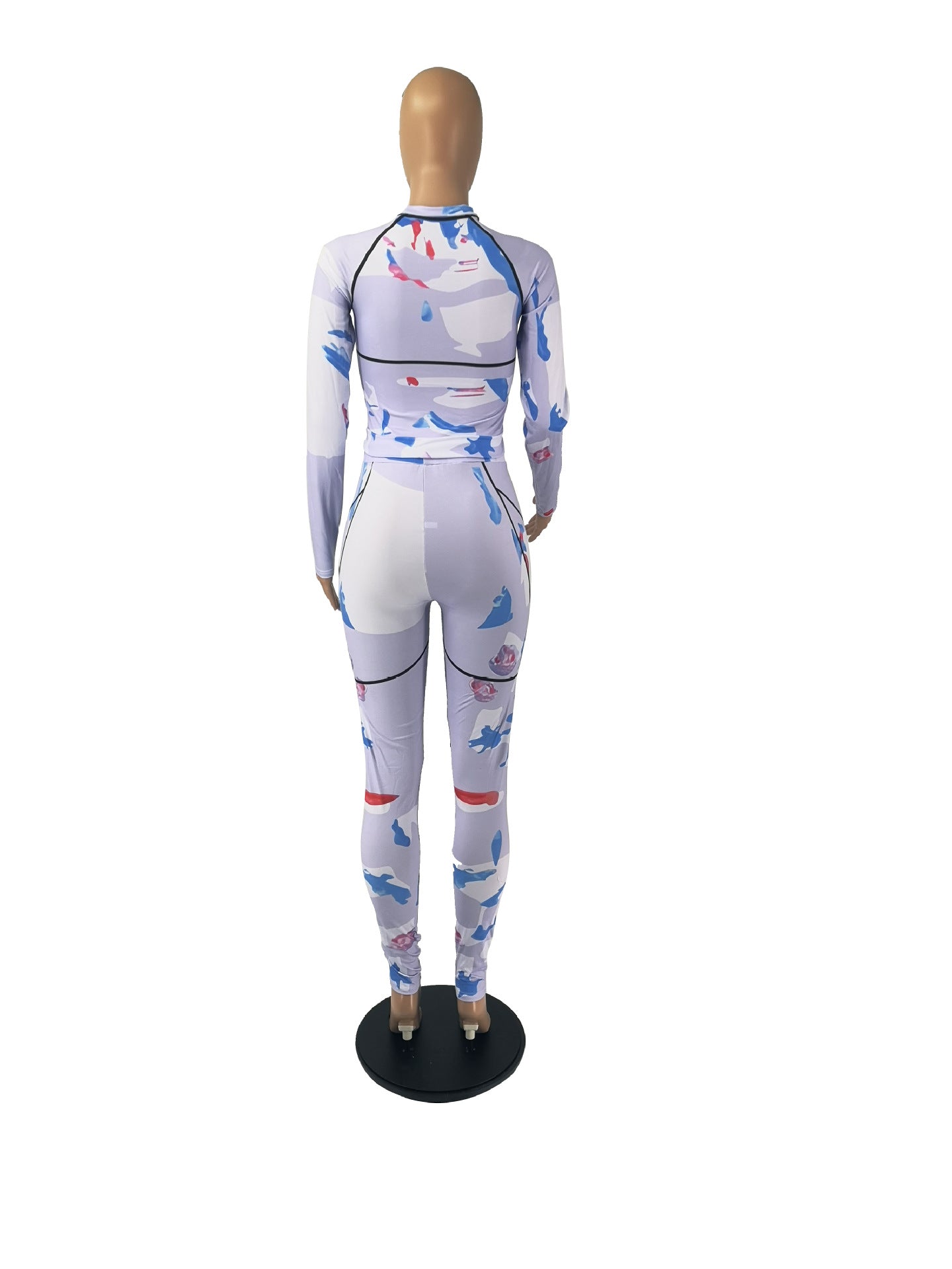 Women's Digital Printing Long Sleeved Fashion Tight Suit
