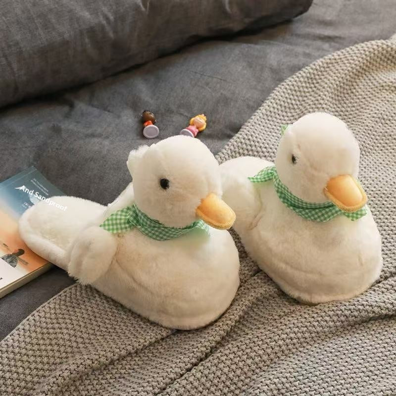 Cute Cartoon Cotton Slippers For Women Non-Slip Furry Indoor