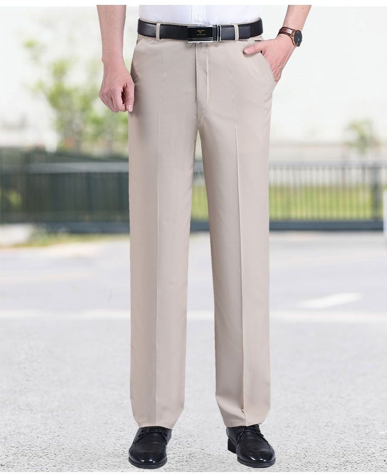 Mens Casual Solid-color Loose Straight-leg Pants