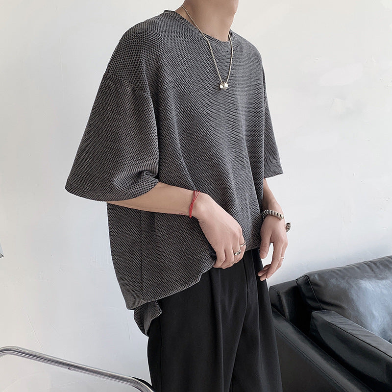 Label-designed Knitted Short-sleeve With A Stylish Three-quarter Sleeve