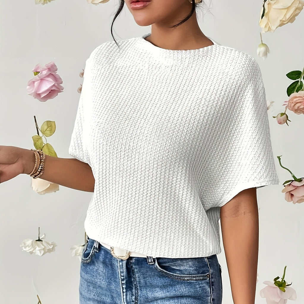 Crew Neck Batwing Sleeves Loose-fitting Short Sleeves