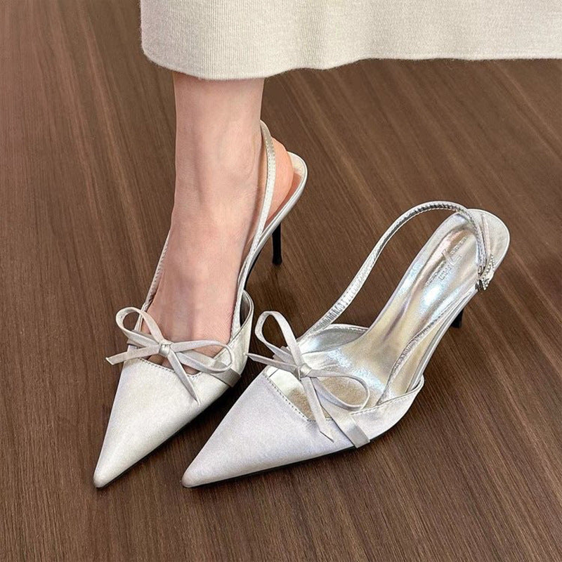 Elegant Niche Pointed-toe Sandals With A Bow Detail