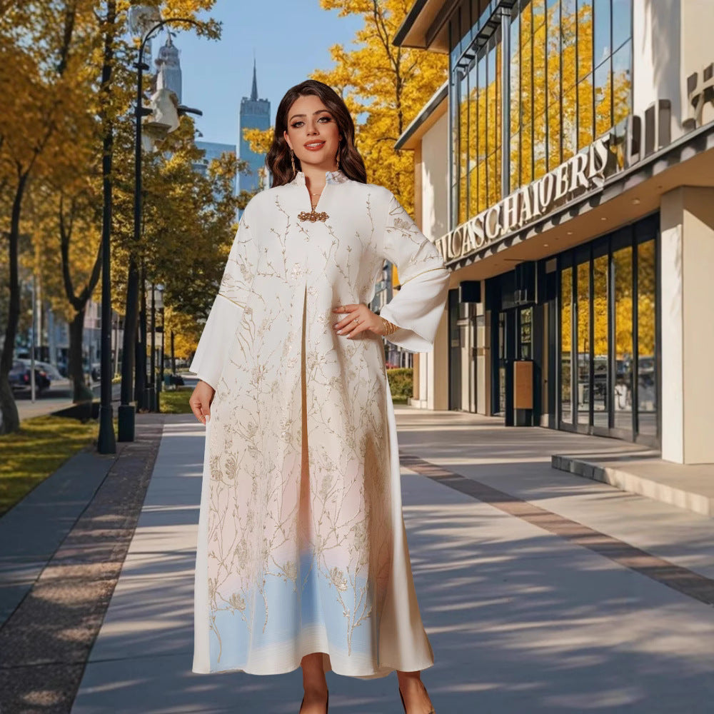 Middle East Muslim Stand Collar Gradient Women's Robe