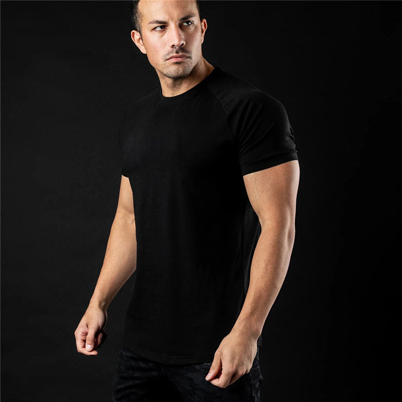 Tech Fabric Springsummer T-shirt For Outdoor Sports Mens Crew-neck Short-sleeve Quick-drying Top