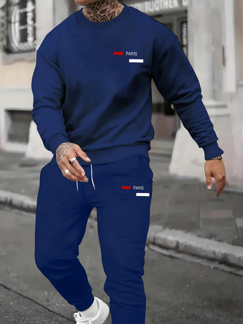Men's Sweater Sport Pants Suit Printed Fashion