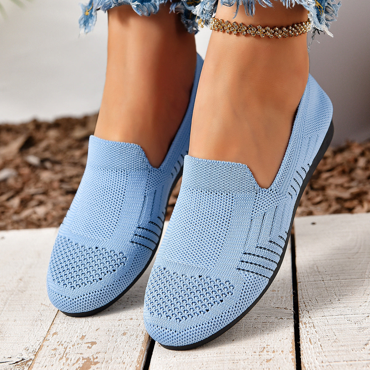 Womens Flat, Low-cut Casual Fashion French-style Fabric Shoes