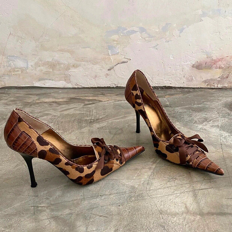 Pointed-toe Stiletto Heel Lace-up Womens Heels