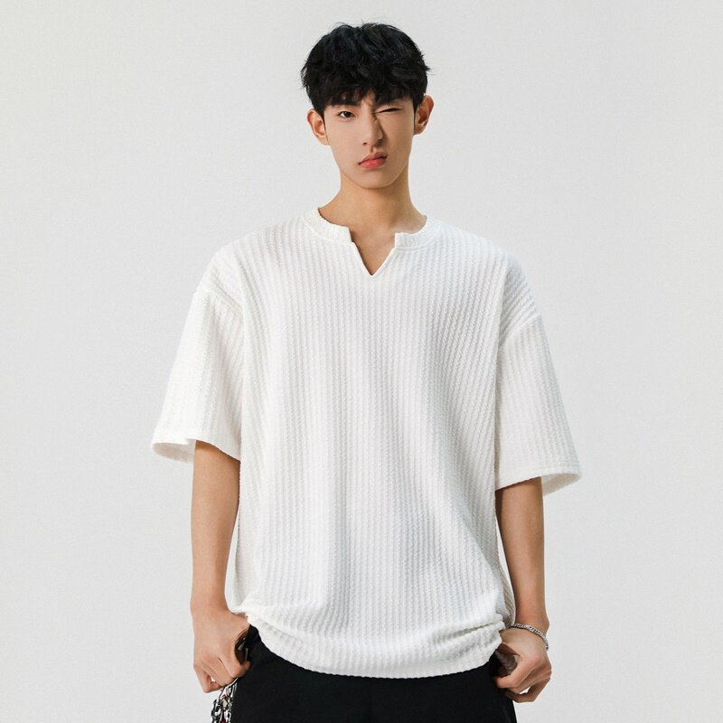 American V-neck Short Sleeve Men's Casual Versatile