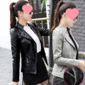 New Korean-style Slim-fit Plus-size Womens Biker Short Jacket