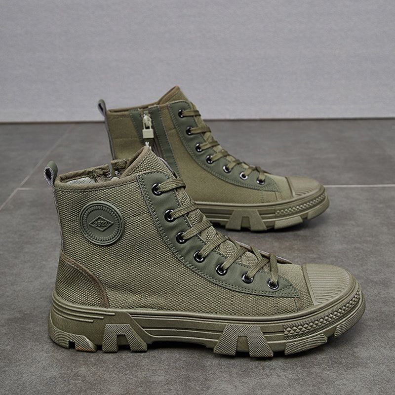Breathable Men's High-top Non-slip Wear-resistant Side Zipper Protective Shoes