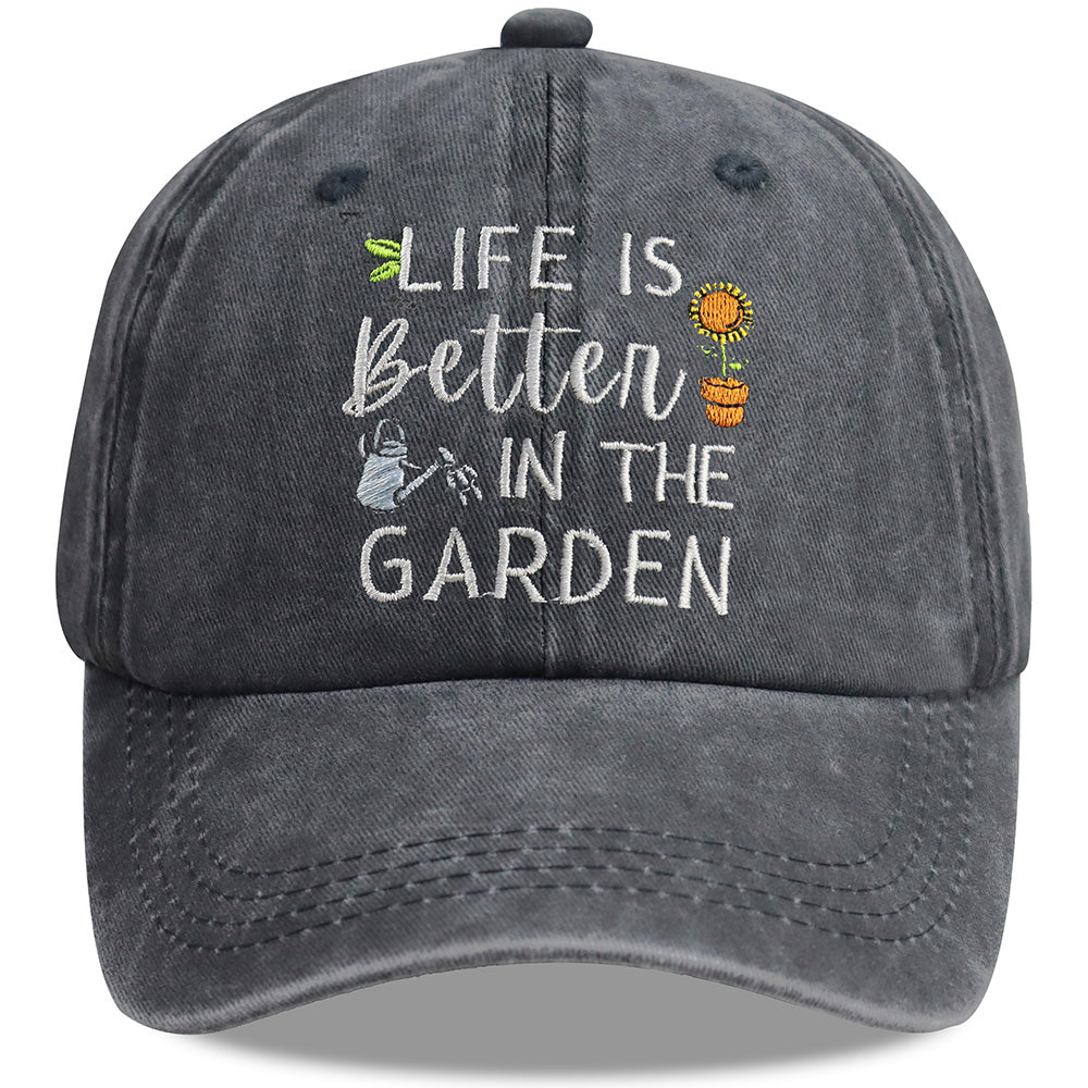 2pcs Funny Life Is Better In The Garden For Women Men, Adjustable Embroidered Wash Cotton Baseball Cap