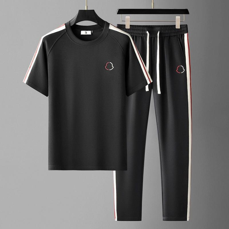 Mens Smooth Short-Sleeve Casual Summer Set