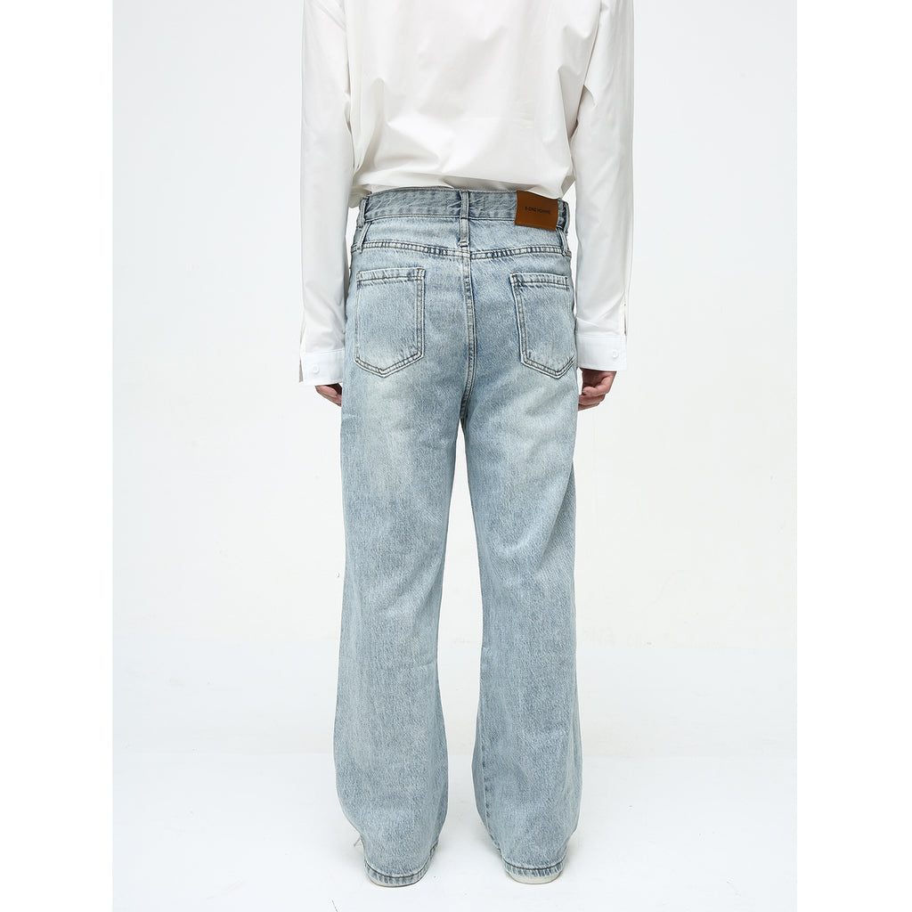 Men's American-style Retro Casual Worn Looking Washed-out Jeans