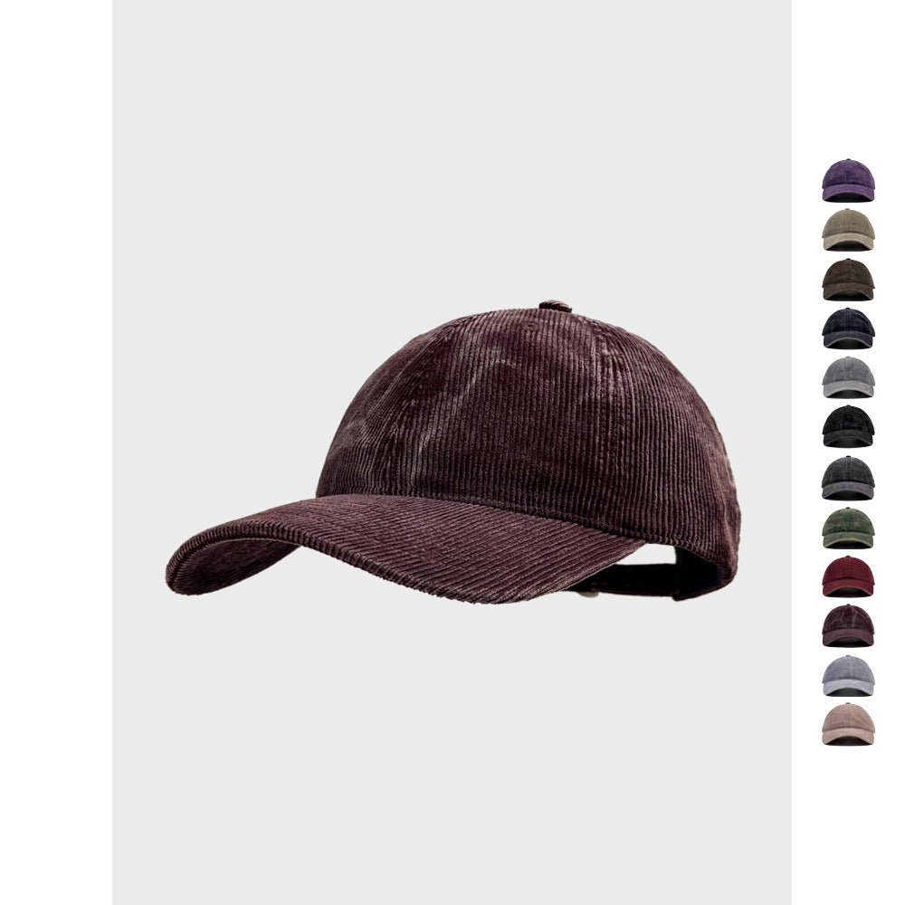 Retro Solid Color Corduroy Cap For Men And Women