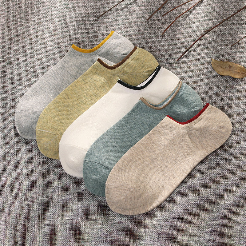 Summer Low-cut Solid-color Business Cotton Trendy Sweat-absorbent Breathable And Low-cut Ankle Socks