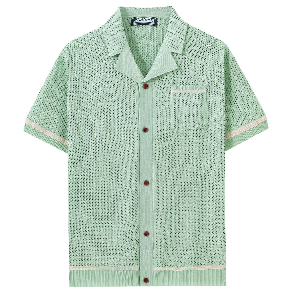 Mens Summer Casual Hollow-Out Knit Top