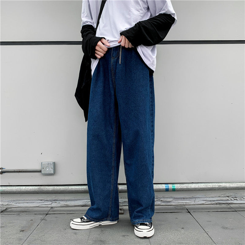 Denim Trousers Men's Korean-style Straight Loose Teen