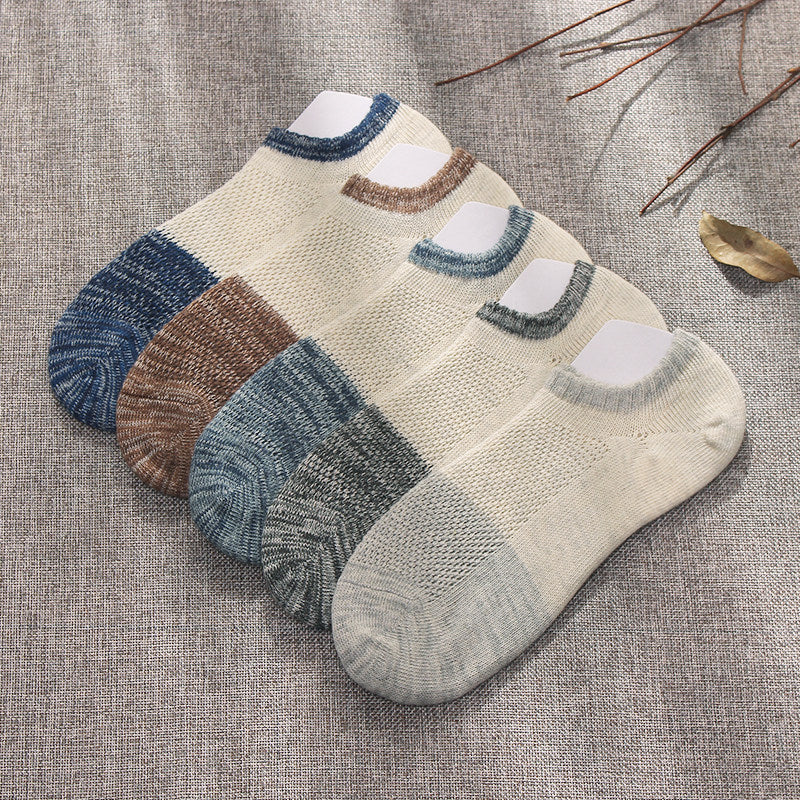 Summer Low-cut Solid-color Business Cotton Trendy Sweat-absorbent Breathable And Low-cut Ankle Socks
