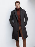 Knee-length Men's Solid Color Business Mid-length Trench Coat