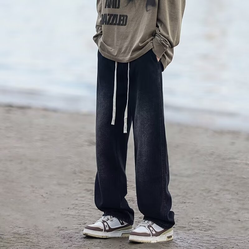 Spring And Summer Straight Loose Men's Pants High Street Washing