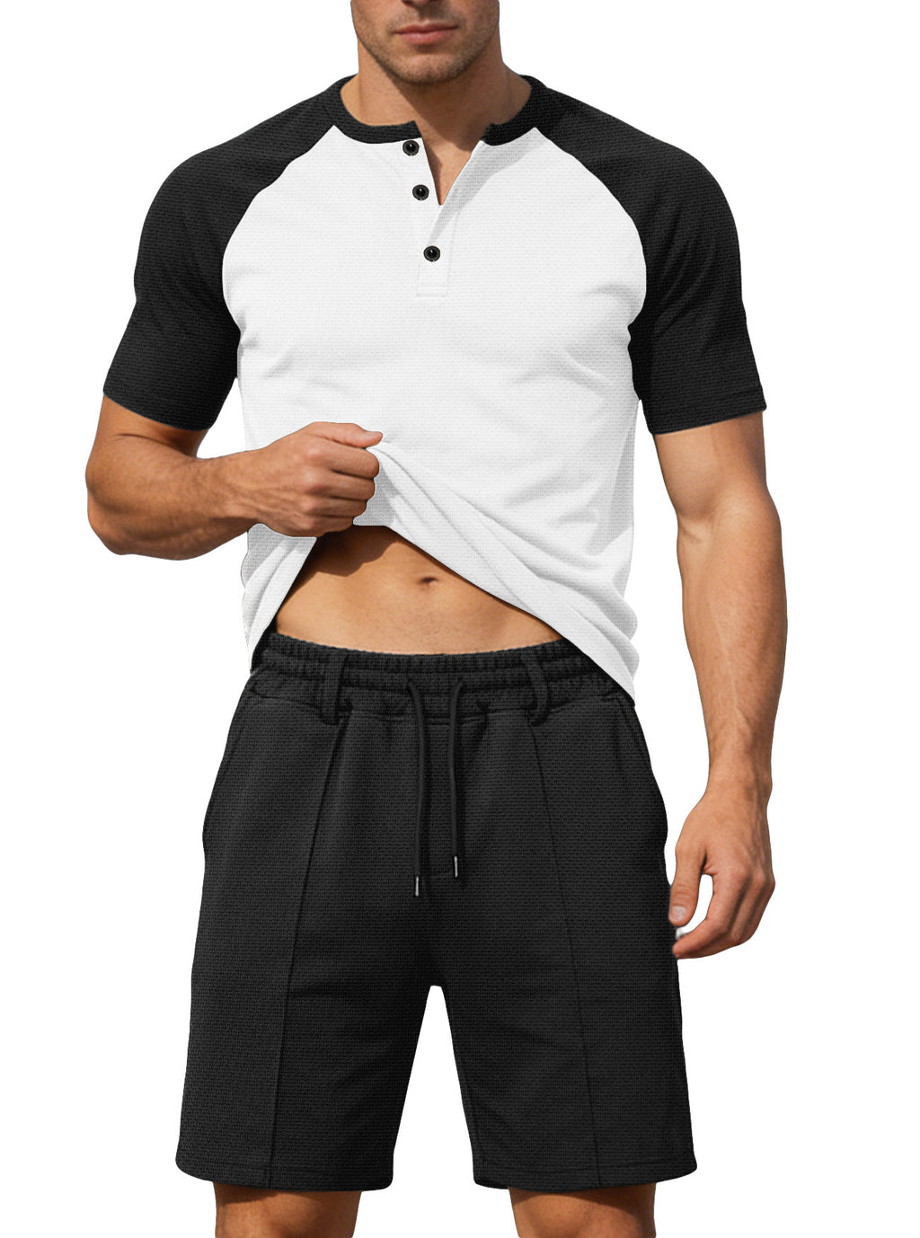 Mens Short-Sleeve T-Shirt And Shorts Two-Piece Set