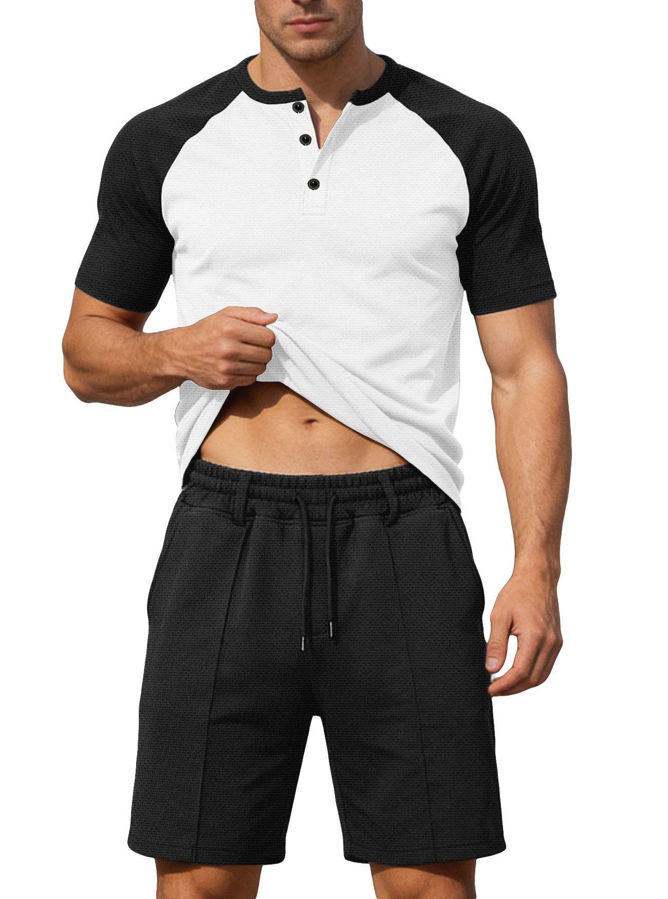Mens Short-Sleeve T-Shirt And Shorts Two-Piece Set