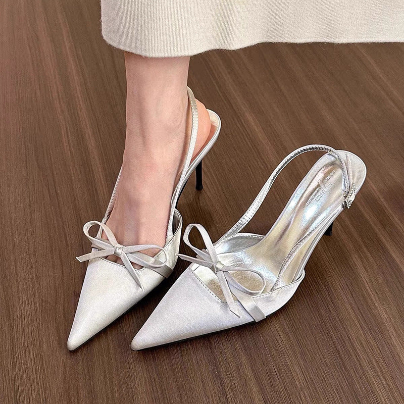 Elegant Niche Pointed-toe Sandals With A Bow Detail