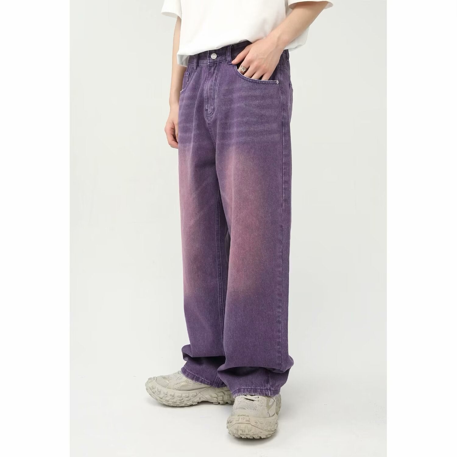 Purple Denim Jeans Stylish Long Pants For Both