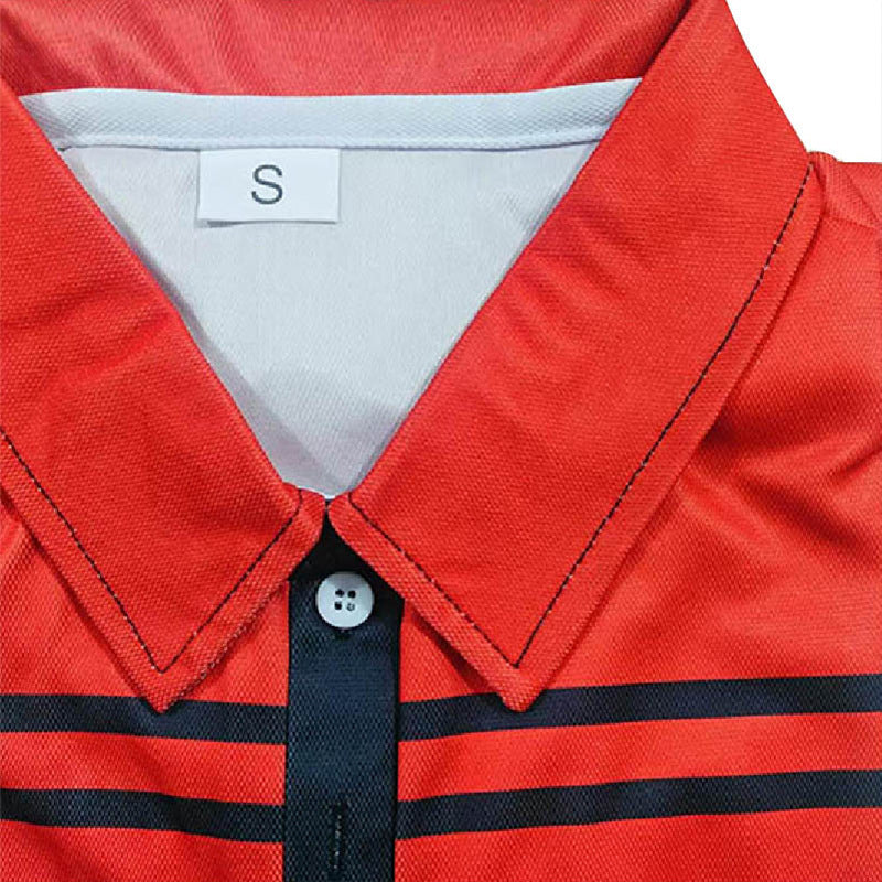 Loose Striped Printed Short Sleeve Polo Shirt For Men