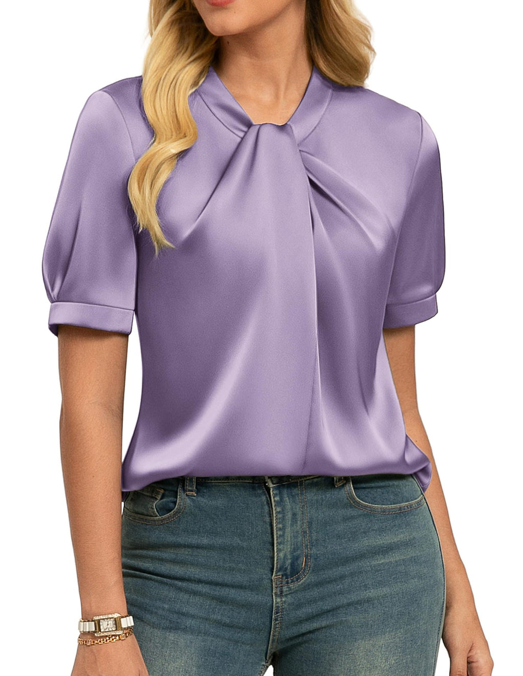 Short-sleeve Satin Shirt Business Casual