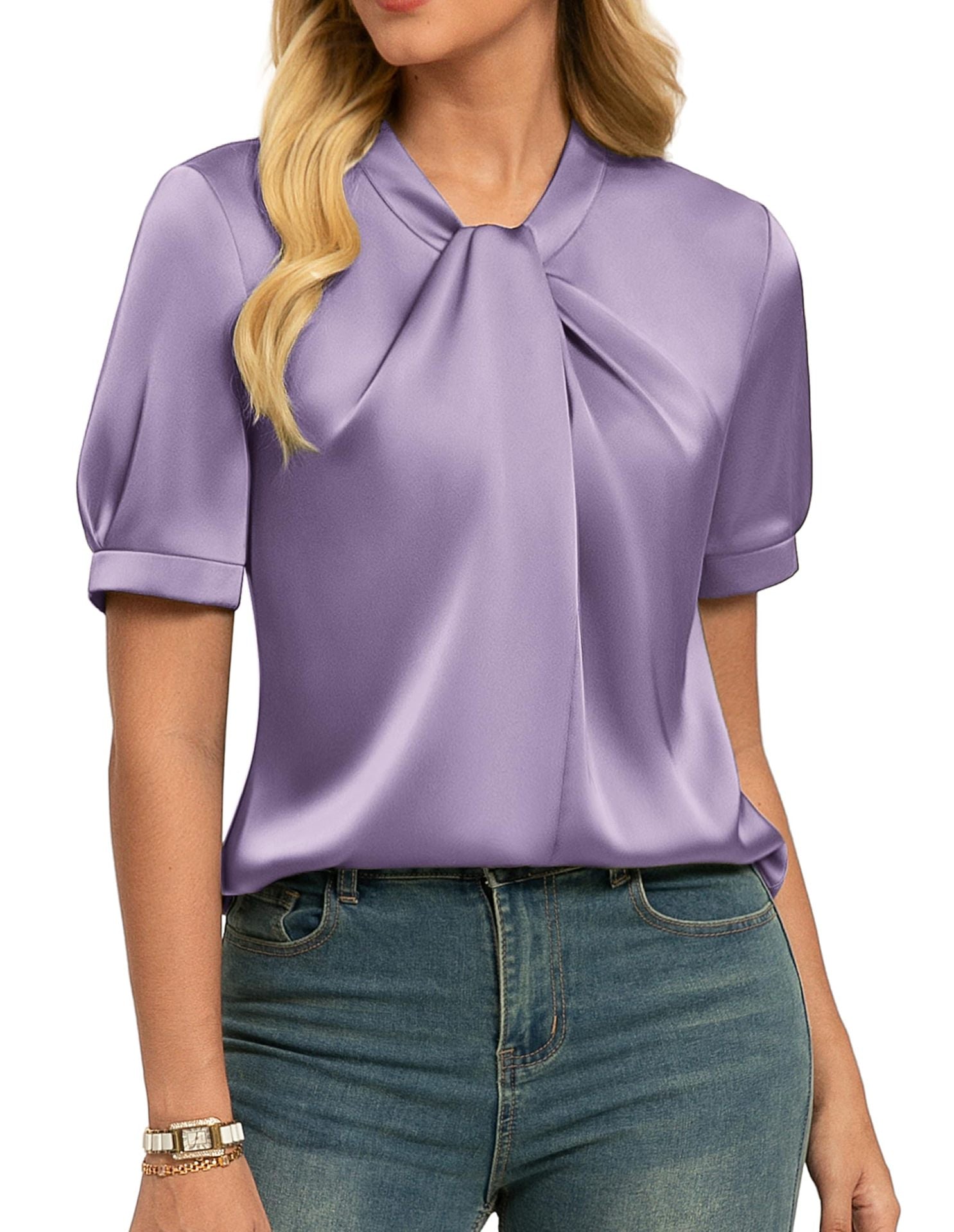 Short-sleeve Satin Shirt Business Casual