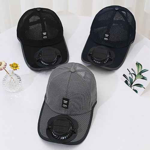Breathable Mesh Cap With A Solar-powered Fan
