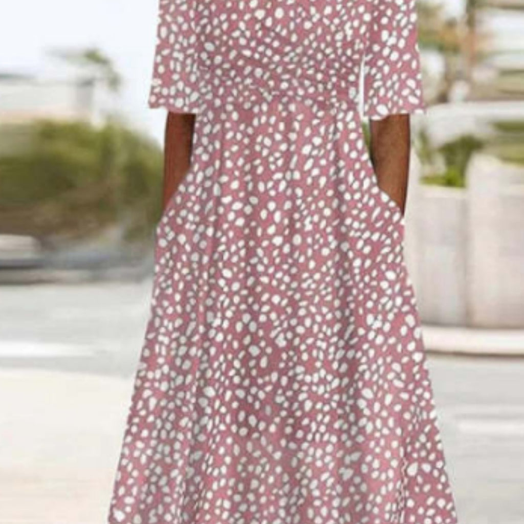 Printed European And American Style Summer Casual Loose Long-Sleeve Dress