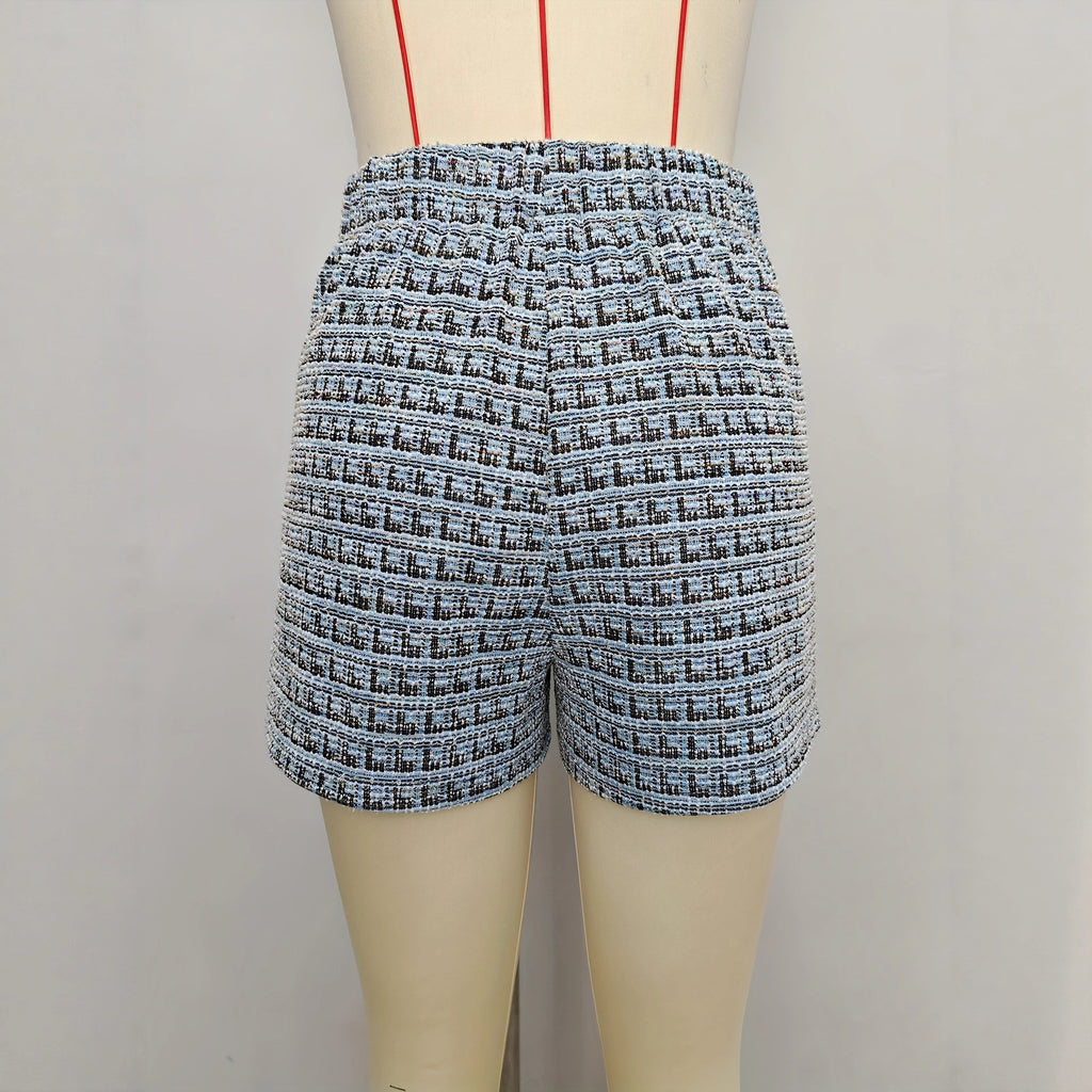 Fashionable Plaid Knitted Shorts For Women