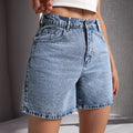 Womens Embroidered Non-Stretch Denim Shorts With Back Pockets