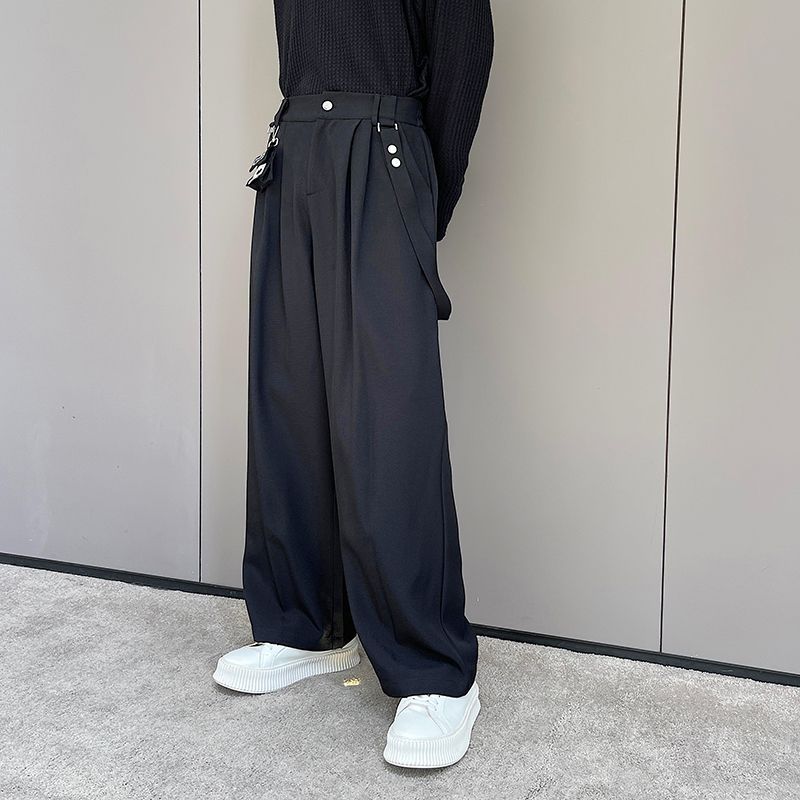 Draped Loose-fitting Mens Casual Pants With Wide Legs That Drag On The Floor