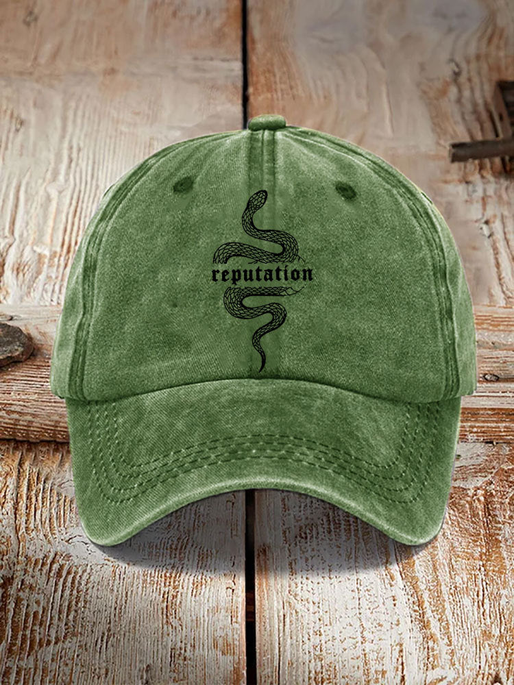 Washed Cotton Printed Hat Distressed Style Mens Vintage