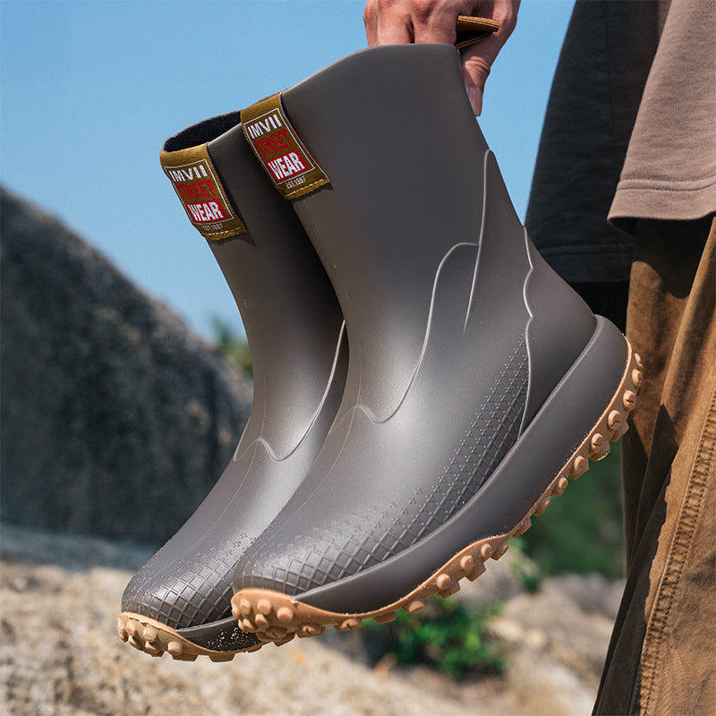 Mid And Low Tube Men's Rain Boots Outdoor Non-slip Waterproof Shoes