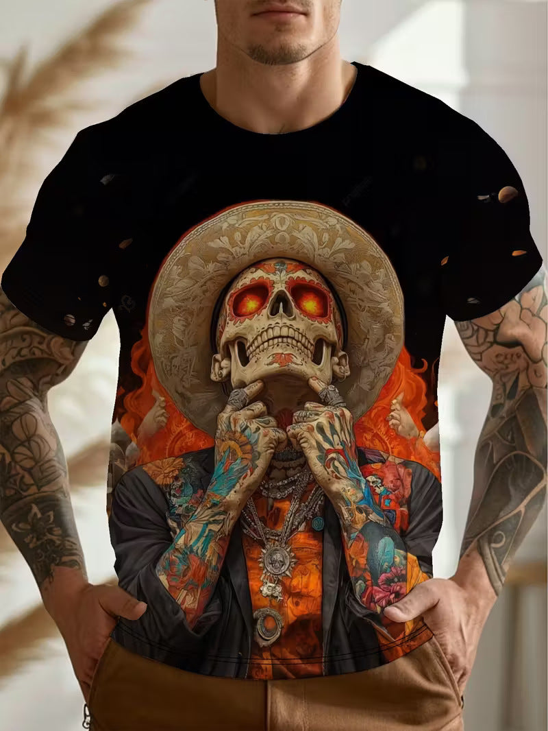 3D Digital-Print Casual Mens Top