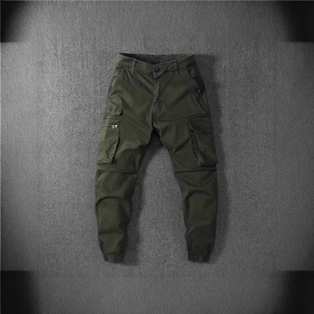 Retro-style Workwear Casual Wide-leg Jogger Pants