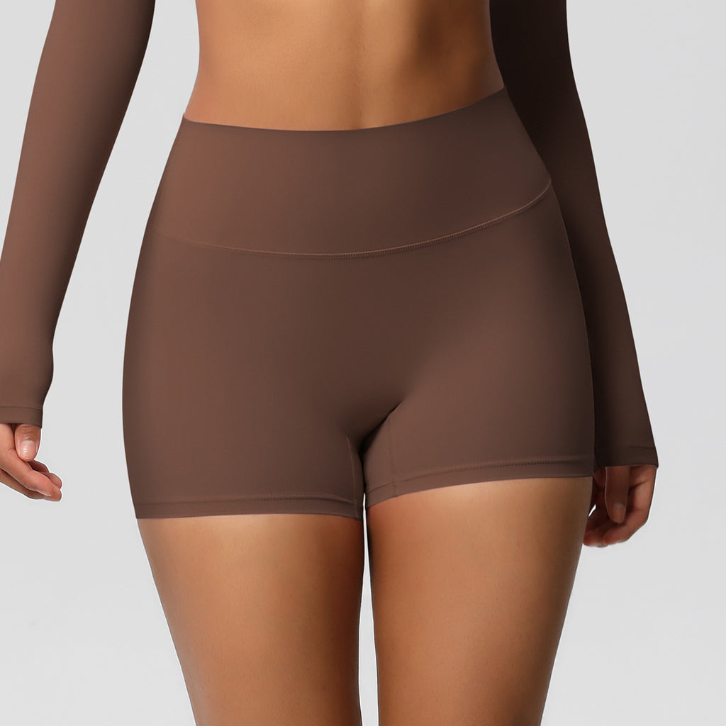 Womens Solid-Color Sports Shorts European And American Style Yoga Shorts