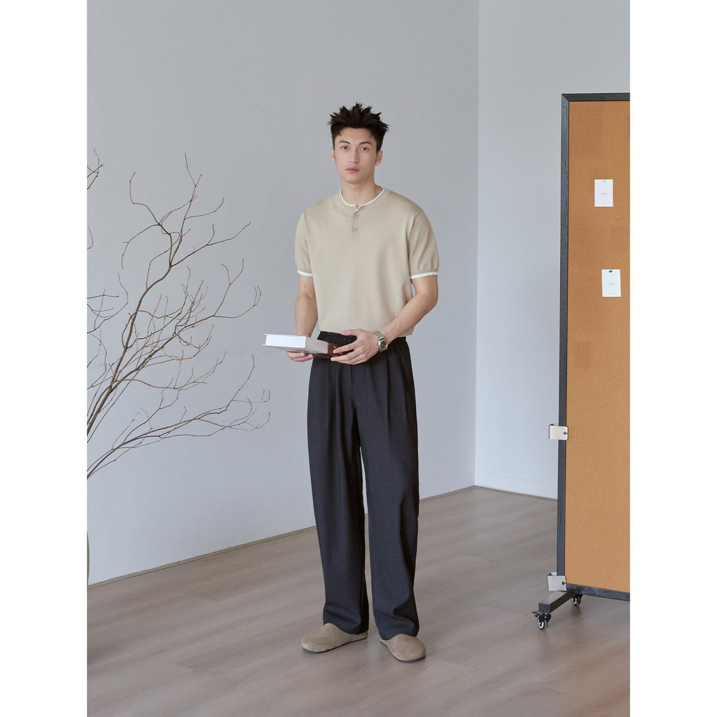 Mens Wide Leg Relaxed Fit Straight Leg Casual Pants