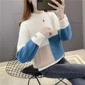 Womens High-Waisted Colorblock Mink-Blend Sweater