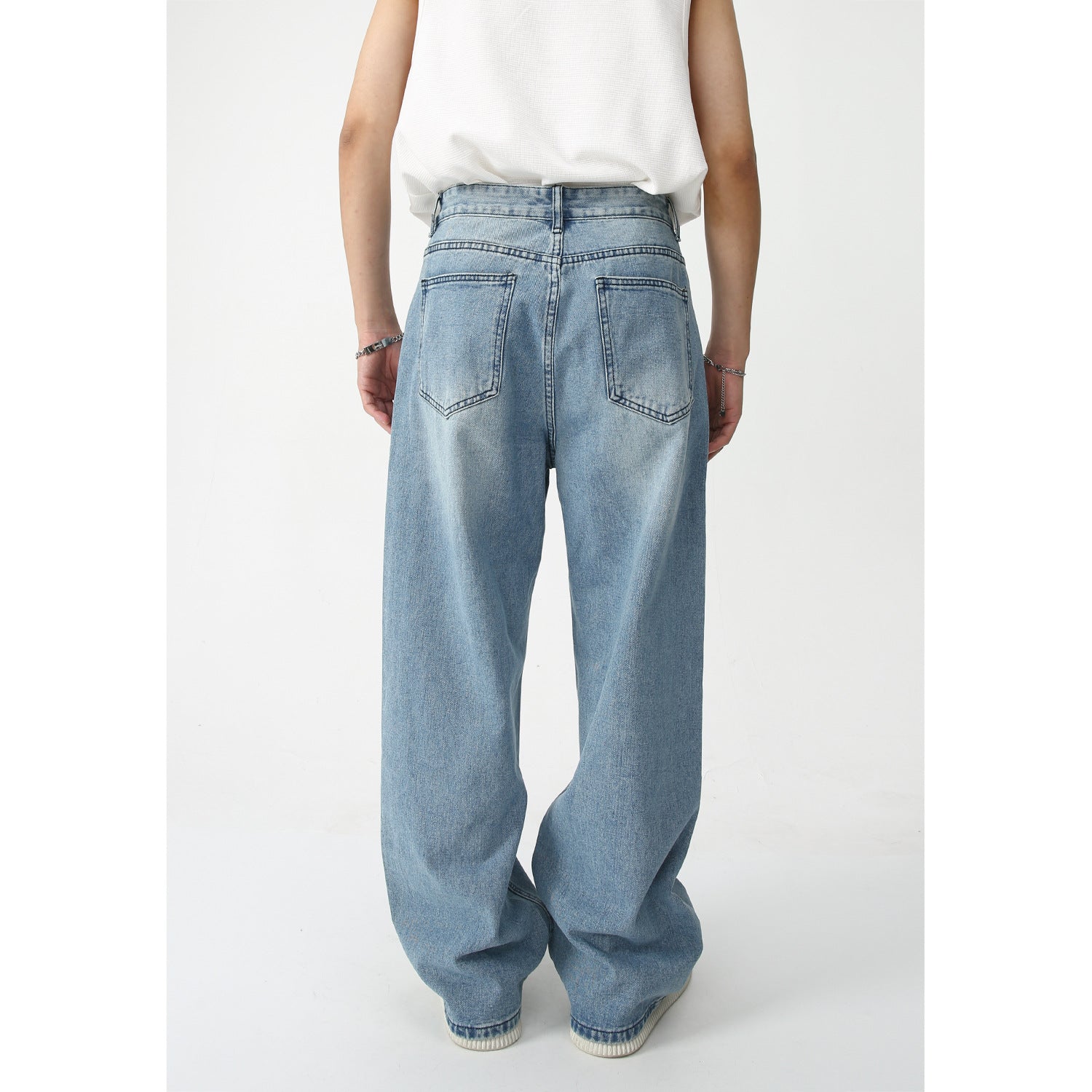 New Loose Wide-leg Mopping Jeans Personalized Digital Printing
