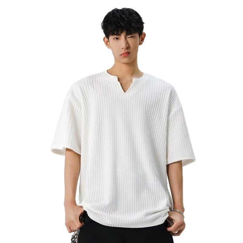 American V-neck Short Sleeve Men's Casual Versatile