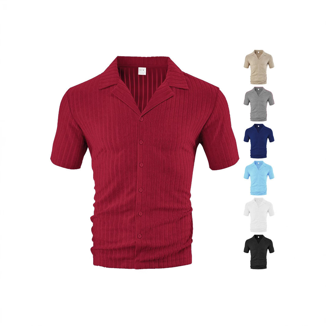 Loose Casual Breathable Lapel Men's Short Sleeve
