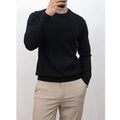 Solid-color Crew-neck Base Knit Sweater Mens Pullover