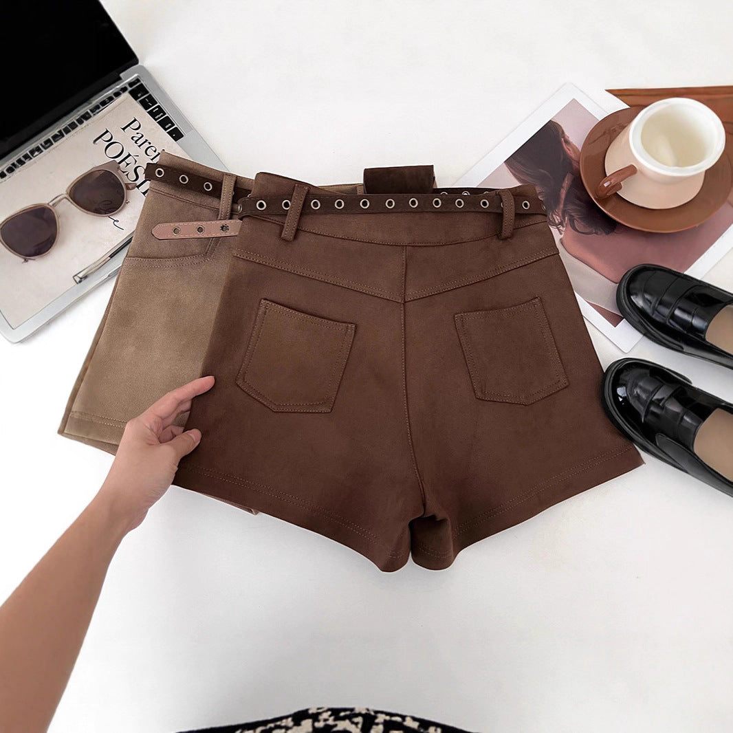 Womens Versatile Suede-Like Shorts For A Bold Edgy Look